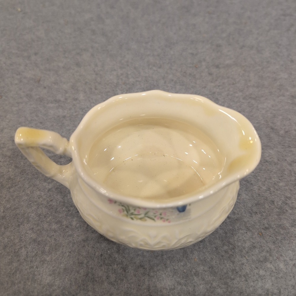 Vintage Creamer Pitcher Ceramic Floral Window Scene Embossed Cream Made in USA - Picture 2 of 5
